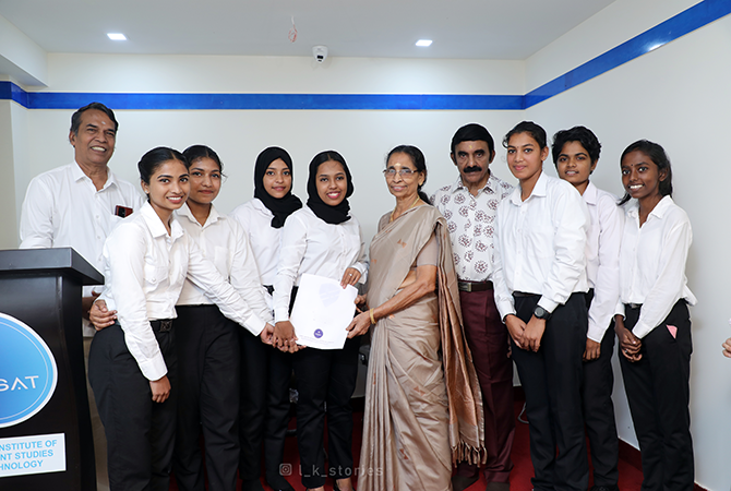 Handing over the Application forms to new joinees, by our Chairman's mother, Mrs Leela